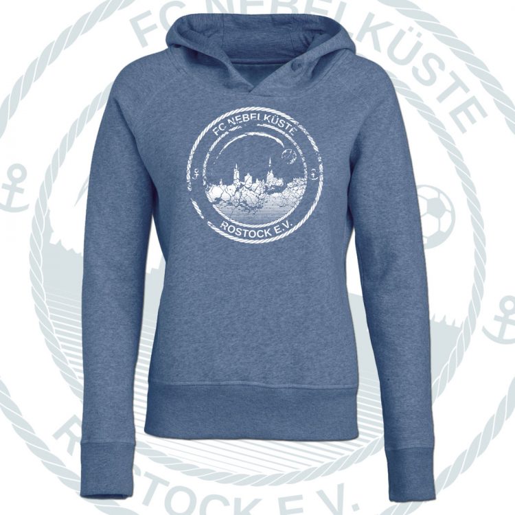 DAMEN-PREMIUM-HOODIE "NEBELKÜSTE CRUSH" HEATHER BLUE
